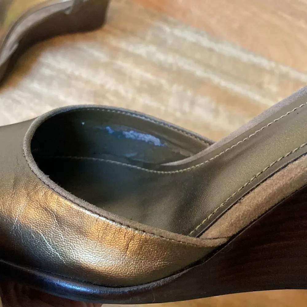 Lauren Ralph Lauren  Wedgem Leather Shoes Vintage Iredescent